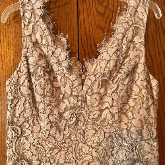 NWT Eliza J Womens Tulip Hem Dress Blush Pink Lace V Neck Lined Cocktail - Picture 11 of 16